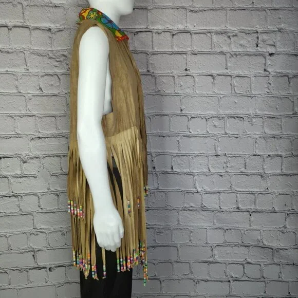 60's Flower Child Handmade Vest and Bell Bottom Jean Costume, Women's XL - Picture 3 of 14